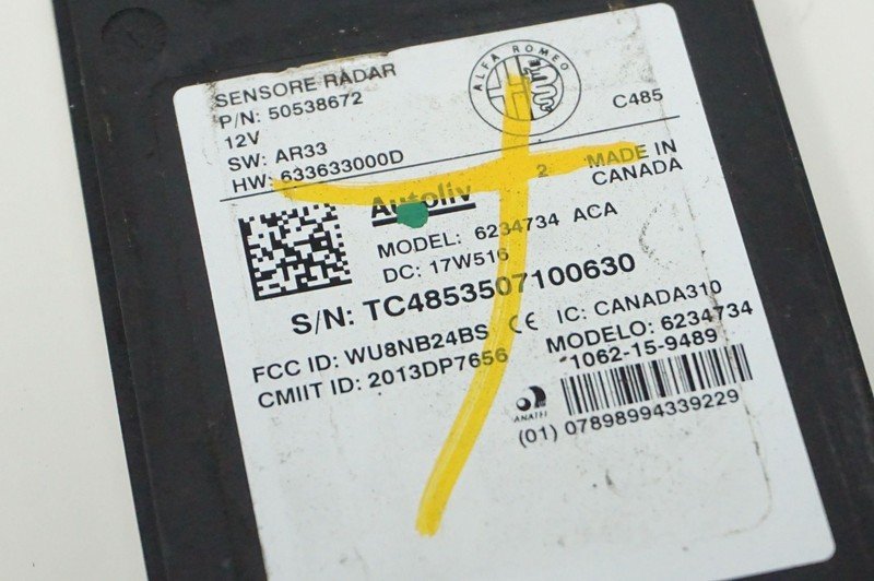 Lane Assist Blind Spot Radar Module OEM 50538672 Alfa Romeo Stelvio Giulia 17-19