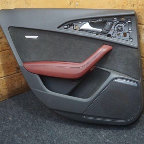 Rear Left Interior Door Trim Panel Red Alcantara OEM 4G0867305A Audi S6 2016-18
