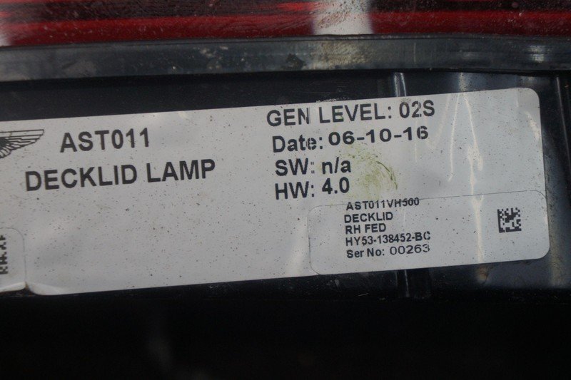 Rear Right Inner Trunk Deck Lid Tail Light Lamp HY53-138452-BC Aston Martin DB11