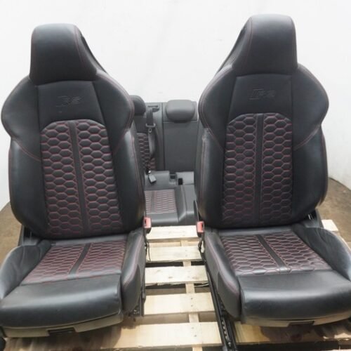 Set Front Rear Driver Passenger Seat Black Leather Red Stitch OEM Audi RS5 2019